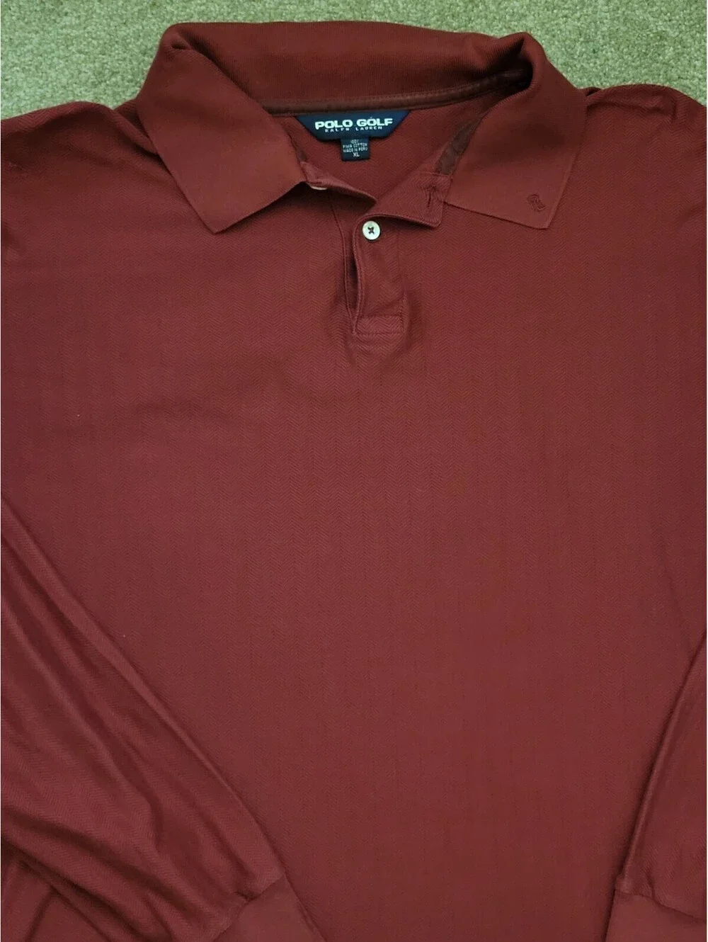 Polo Golf Ralph Lauren Pima Cotton Long-Sleeve Polo Shirt Men's XL Burgundy